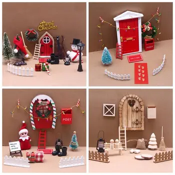 Lėlių Elf Durų Kalėdų Dekoro String Skrybėlę Vainikas Mini Eglutė Dovanų Dėžutės Fėjų, Žaislų Namuose Miniatiūrinės Scenos Modelis