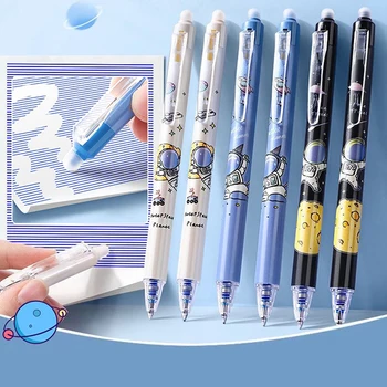 Anime Cartoon Astronautas Trinamos Gelio Rašiklis Rinkinys Su Papildymo Rašalo 0,5 mm Juodas) Blue (mėlynas Kawaii Kanceliarinės prekės, Vaikams, mokyklinės prekės,