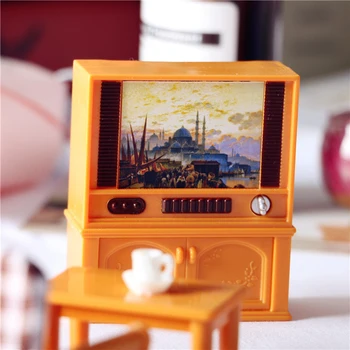 1:12 Lėlių Miniatiūrinės Europos Retro TV Modelis Mini Televizijos Kabineto Lėlės Namas Kambarį Namų Dekoro Žaislas Priedai