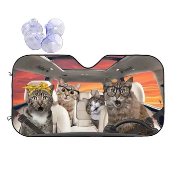 Funny Cat Vairavimo Auto Stiklas Saulės Pavėsyje,Naminių Kačių, Sulankstomas Skydelis nuo Saulės skėtį nuo saulės už Automobilių, Sunkvežimių VISUREIGIS Išlaikyti Savo Transporto priemonės Kietas,Auto