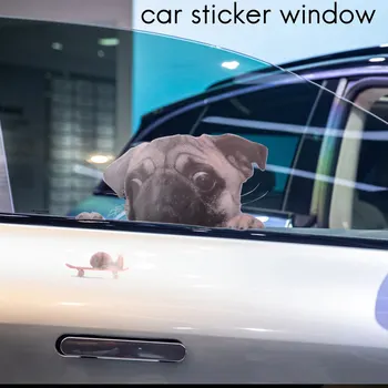Juokingas Mielas Pet Pug Šuo Sraigė 3D Automobilio Langą Lipdukai Namų Sienos Lipdukas Apdaila