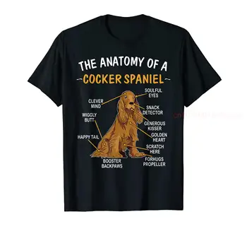 100% Medvilnės Juokinga Anatomiją Cocker Spanielis Šunų Mylėtojai T-Shirt VYRAI MOTERYS UNISEX T Marškiniai, Dydis S-6XL