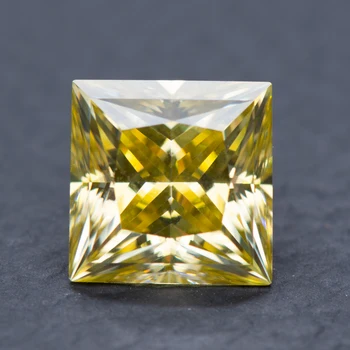 Moissanite Princesė Iškirpti Citrinos Geltonumo Spalva Praeiti Deimantų Testeris Laboratorijoje Auginami Diamond Pakabukai 