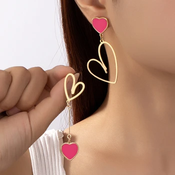 Širdies formos rožinis mados paprasta stud auskarai korėjos saldus dizaino asmenybės varva alyva ausų papuošalai moterims