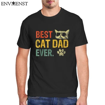 Envmenst 100% Medvilnės Mados Derliaus Geriausias Kačių Tėtis Kada Nors Cat Daddy Dovana Vyrų T-Shirt Negabaritinių Tee Atsitiktinis Viršūnes Streetwear