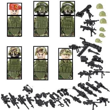 6PCS/daug rusų Alfa Šiuolaikinių Specialiųjų Pajėgų Karys SS SWAT Karinių Ginklų Playmobil Duomenys Kūrimo Bloką Plytų Mini Žaislai
