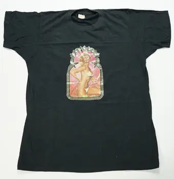 Retų Senovinių Laurie Anderson Geležies-dėl Grafikos Vienos Siūlės Marškinėliai 70s Juoda