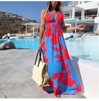 2021 Naują Afrikos Suknelė Afrikos Mados Moterims Moteriški Drabužiai Dashiki Gėlių Spausdinti Suspender Paplūdimio Vasaros Atostogų Vestidos Skraiste