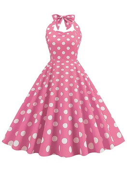 Moterų Rožinės spalvos Pledas Suknelė 1950 Derliaus Rožinės spalvos Pledas Suknelė Kokteilių Vakarėlį-line Swing Suknelė Atostogų Šalis Vestuvinė Suknelė