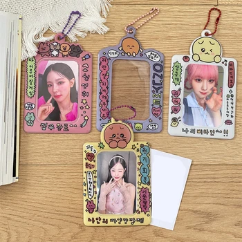 Korėjos Animacinių Filmų Photocard Turėtojas Idol Nuotraukų Rodymo Nuotraukų Kišenėje 3 Colių Foto Rėmelis Keychain Raštas Kortelės Turėtojo Nuotrauka Rankovėmis