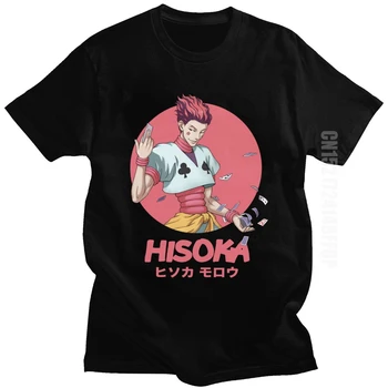 Manga HxH Hisoka Morow Marškinėliai Vyrams Medvilnės Miesto marškinėliai Pink O-kaklo Negabaritinių Japonija, Anime, Hunter x Hunter Tees Įrengtas Drabužiai