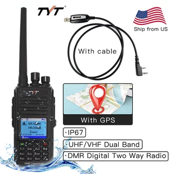 TYT MD-UV390 IP67 DMR Walkie Talkie per Dviguba Juosta UHF VHF 136-174 400-480MHz Dvejopo Laiko Dlot siųstuvas-imtuvas Skaitmeninis Du Būdu Radijo