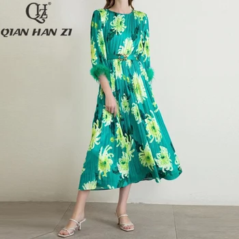 QHZ Dizainerio Mados Plunksnų elegantiškas šalis suknelės 2023 Moteris 