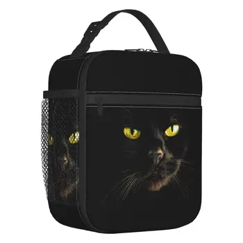 Custom Black Cat Pietūs Maišą Vyrai Moterys Šiltas Aušintuvas Izoliuoti Pietūs Dėžės Suaugusiųjų Biuras