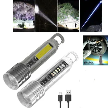 Super Ryškus LED Žibintuvėlis USB LED Žibintuvėlis Teleskopinis Zoomable Kempingas Žibintų Darbas Žibintai Lauko Žibintuvėlis, Avarinis Apšvietimas
