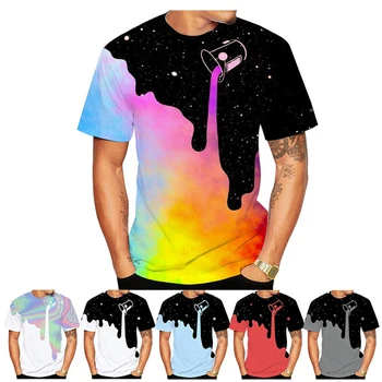 Naujas Mados Kratinys Modelio Dažų Kibirą 3D Atspausdintas T-shirt Kosminės Galaxy Dažų Vyrų, Moterų marškinėliai Kūrybos Trumpas Rankovės