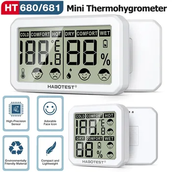 HT680/HT681 Mini LCD Skaitmeninis Termometras su Drėgmėmačiu Patalpų Elektroniniai Kambario Temperatūros Drėgmės Matuoklis Jutiklis Daviklis Namų
