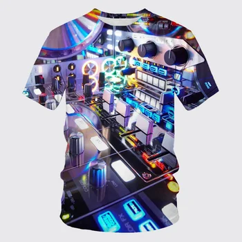 3D Spausdinimo naktinis klubas, Muzikos, T-marškinėliai Vyrams, Atsitiktinis Hip-Hop Party DJ Tees Viršuje Vasaros Gatvės trumpomis Rankovėmis, Y2k Negabaritinių T Shirts