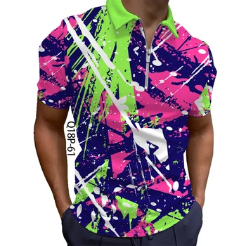2023 Nauji vyriški Laisvalaikio Sporto Trumpas Rankovės Marškinėliai POLO Marškinėliai 3D HD Custom Printed vyriški POLO Marškinėliai Golfo Marškinėliai Street
