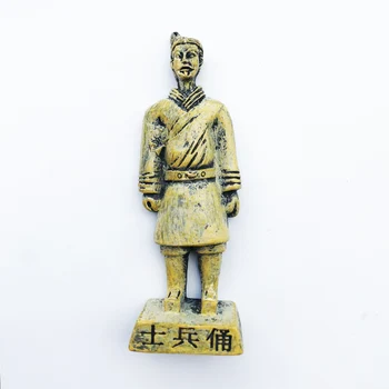 Šaldytuvas magnetas Kinų karys statulėlės dovana pranešimą lipdukai Amatų kelionių suvenyrai Naujas dervos šaldytuvas lipdukai