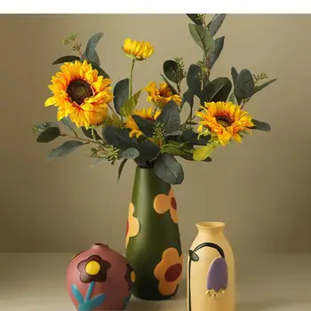 Šiuolaikinės Kūrybos Dažytos Keramikos Vaza Stalo Apdailos Dirbtinių Gėlių, Dekoratyvinių Gėlių Kompozicijų Ornamentu Namų Reikmenys