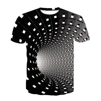 Naujas Mados Sūkurį 3D Atspausdintas T-shirt Vyrų ir Moterų Vasaros Atsitiktinis Trumpas rankovėmis Įgulos kaklo Marškinėliai, Topai