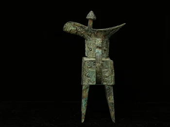 Vario, Bronzos Statula Vyno Taurės Puošia Antikvariniai Trikojo Taurės Metalo Amatai