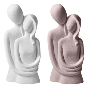 Abstrakti Hugging Pora Skulptūrų Dervos pora Paveikslas Statula Ornamentu Romantiška Prasminga Skulptūra, Miegamojo Biurų Desktop