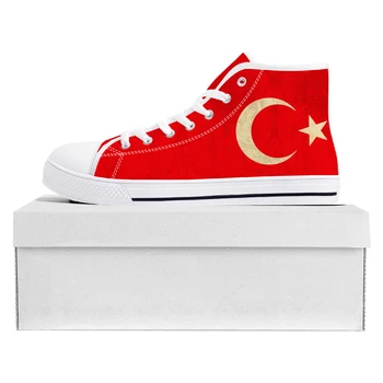 Turkijos Vėliava High Top Aukštos Kokybės Sportbačiai Vyrai Moterų Paauglys Drobės Sneaker Turkija Atsitiktinis Pora Batų Užsakymą Batų