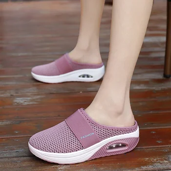 Oro Pagalvės Slip-On Moterims Vaikščioti Pėsčiomis, Ortopedijos Cukriniu Diabetu Ponios Platforma Mulų Akių Lengvos Šlepetės Pleišto Moteris Sneaker