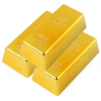 Pranešk Apie Netikrą Aukso Baras, Plastikinis Aukso Prespapjė Namų Dekoro Tauriųjų Metalų Modeliavimas Apdailos Amatų Kūrybinės Mūrinis