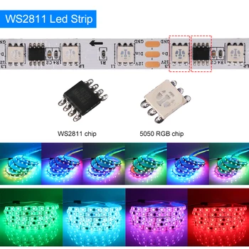 Sapno Spalvų LED Šviesos Juostelės WS2811 Individualiai Adresuojamo RGBIC DC12V 30/60 Led/m Diodų Juosta Nuotolinio valdymo pultelis+EU/US Adapteris