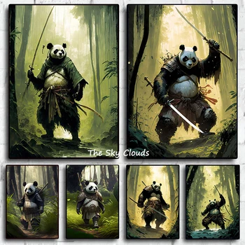 Derliaus Samurajus Panda Plakatas Miško Panda Kung Fu Drobės Tapybos HD Spausdinti Sienos paveiksl Kambarį Miegamojo Puošmena