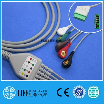 Vienas gabalas su 5leads snap EKG kabelis nihon kohden BSM2301,BSM-5100 paciento monitoriaus naudojimas
