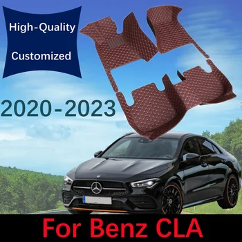 Aukštos Kokybės Užsakymą Oda Automobilių Kilimėliai Mercedes Benz CLA 2020 2021 2022 2023 Auto Pėdų Pagalvėlės kiliminė danga Padengti